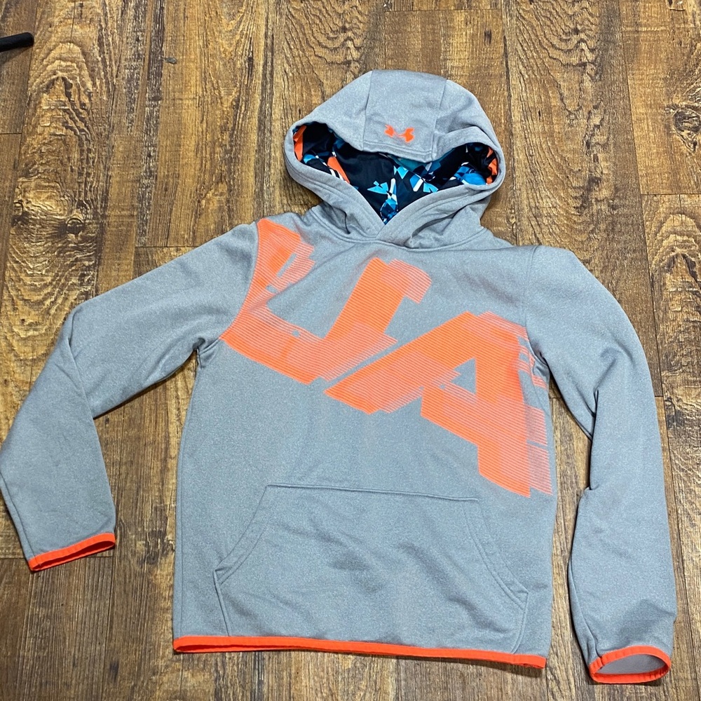 Gray and Orange UA Hoodie‎